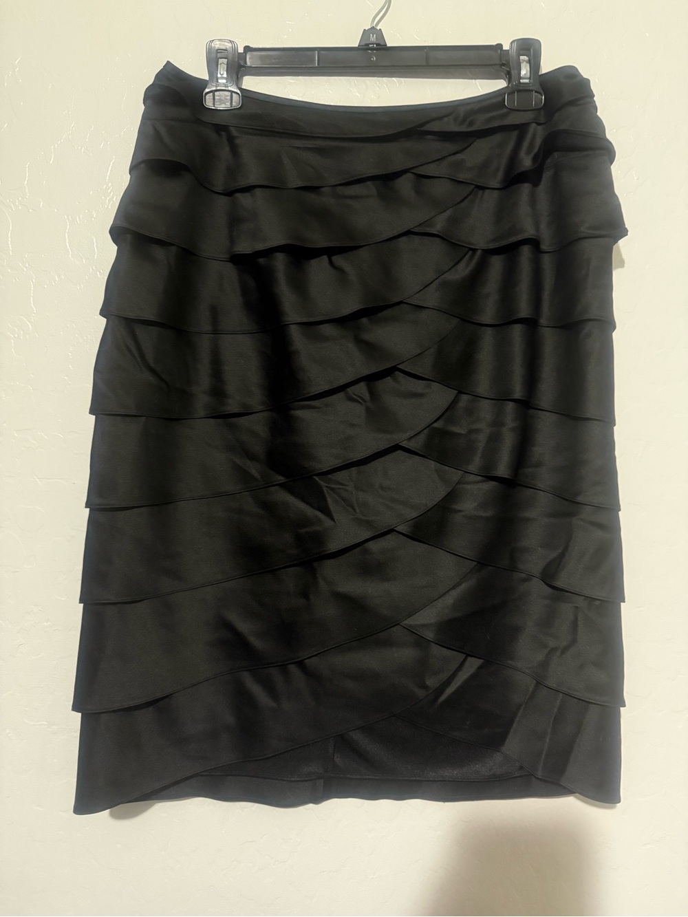 Victor Costa Black Layered Ruffle Pencil Skirt